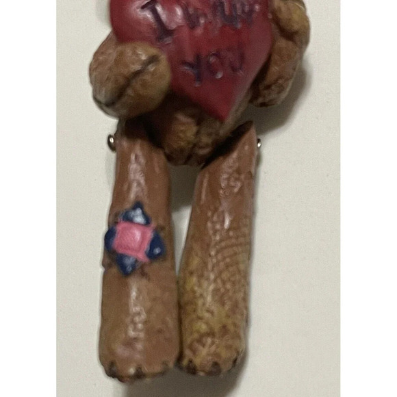 Vintage Resin Brooch Pin Teddy Bear I Love You - Moving Arms & Legs 3” - Picture 2 of 7